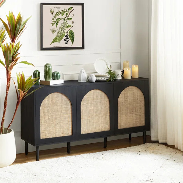 Castyn 56" Wide Rattan Door Sideboard with Adjustable Shelves | Wayfair North America