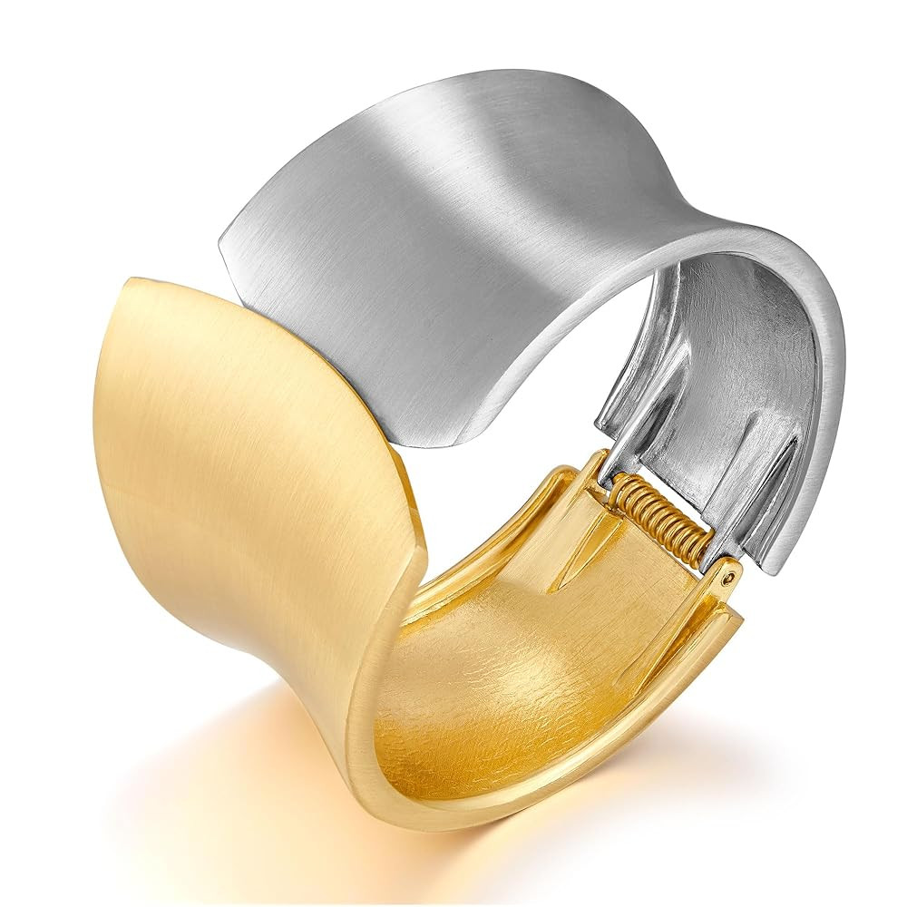 Statement Gold Matte Bracelet for women Minimalist Chunky Brushed Bangle Bracelet Vintage Thick W... | Amazon (US)