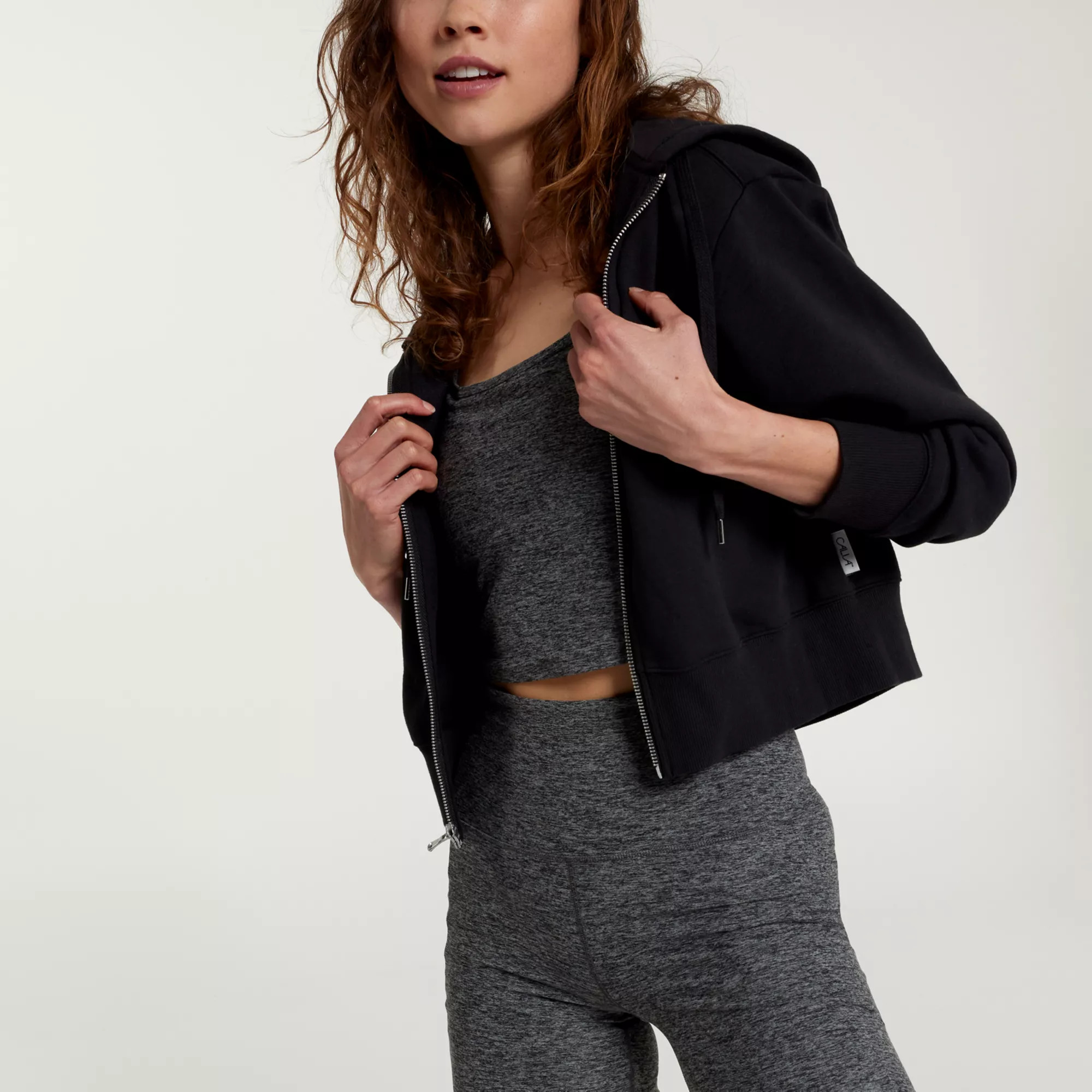 CALIA Women's Cropped Zip Hoodie, XL, Pure Black | Back to School | Dick's Sporting Goods