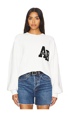 ANINE BING Miles Letterman Sweatshirt in Off White from Revolve.com | Revolve Clothing (Global)