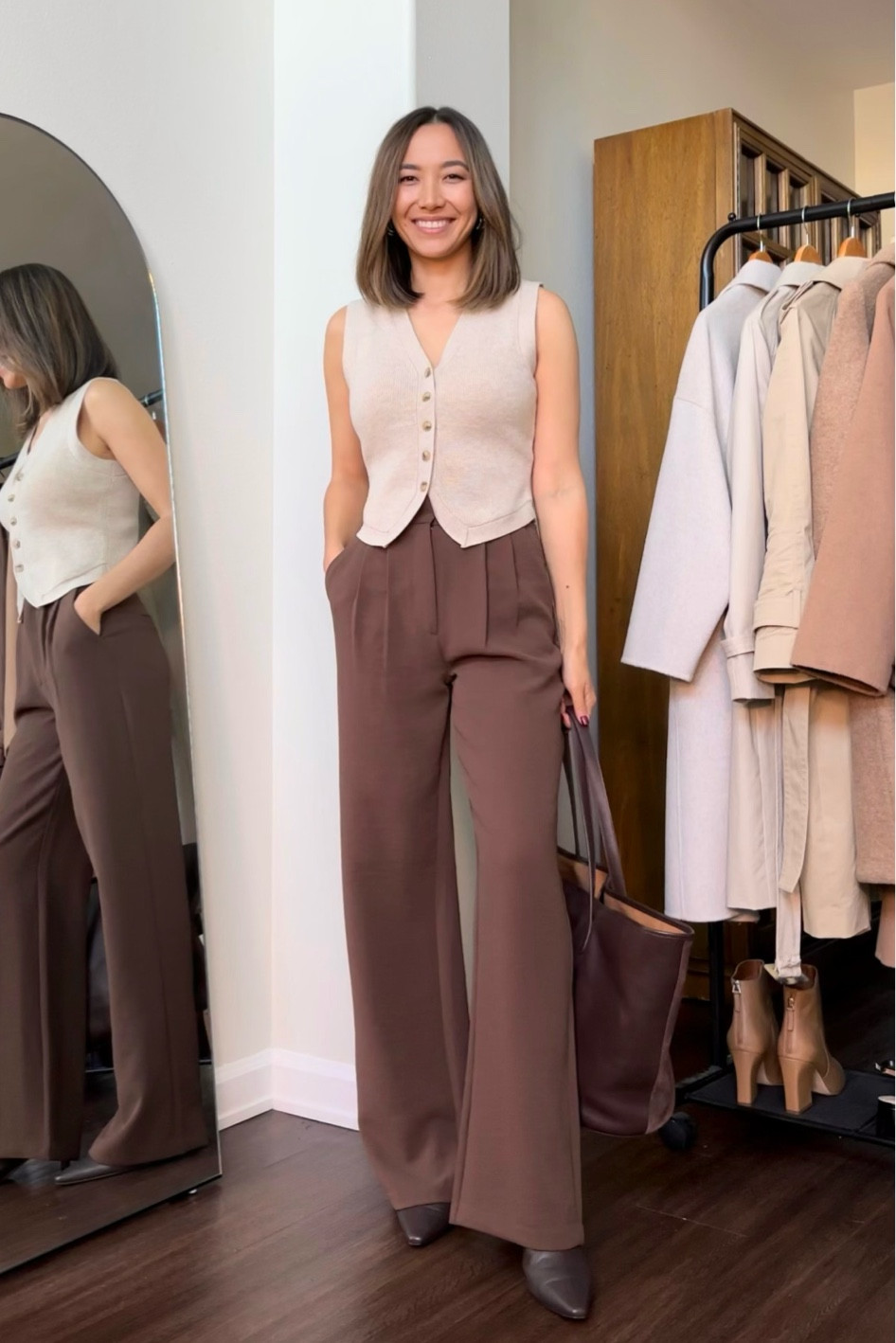 Fall workwear / smart casual/ business casual work outfits

V neck sweater vest xs - 40% off & selling out  
Abercrombie tailored pants tts 25 standard [25% off early access for AF members + use code CYBERAF for additional 15% off]
Boots linked similar options 

#LTKfindsunder100 #LTKworkwear #LTKCyberWeek