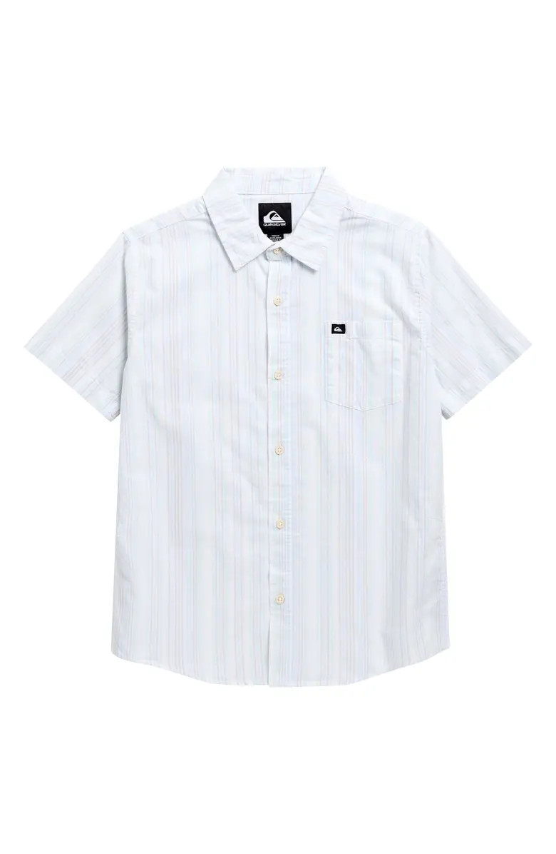 Kids' Island Stripe Cotton Button-Up Shirt | Nordstrom