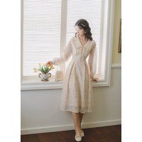 Vintage Formal Dress-Vintage Lace Dress-Casual Wedding Dress-Long Sleeve Dress-Victorian Dress-Fairy | Etsy (US)