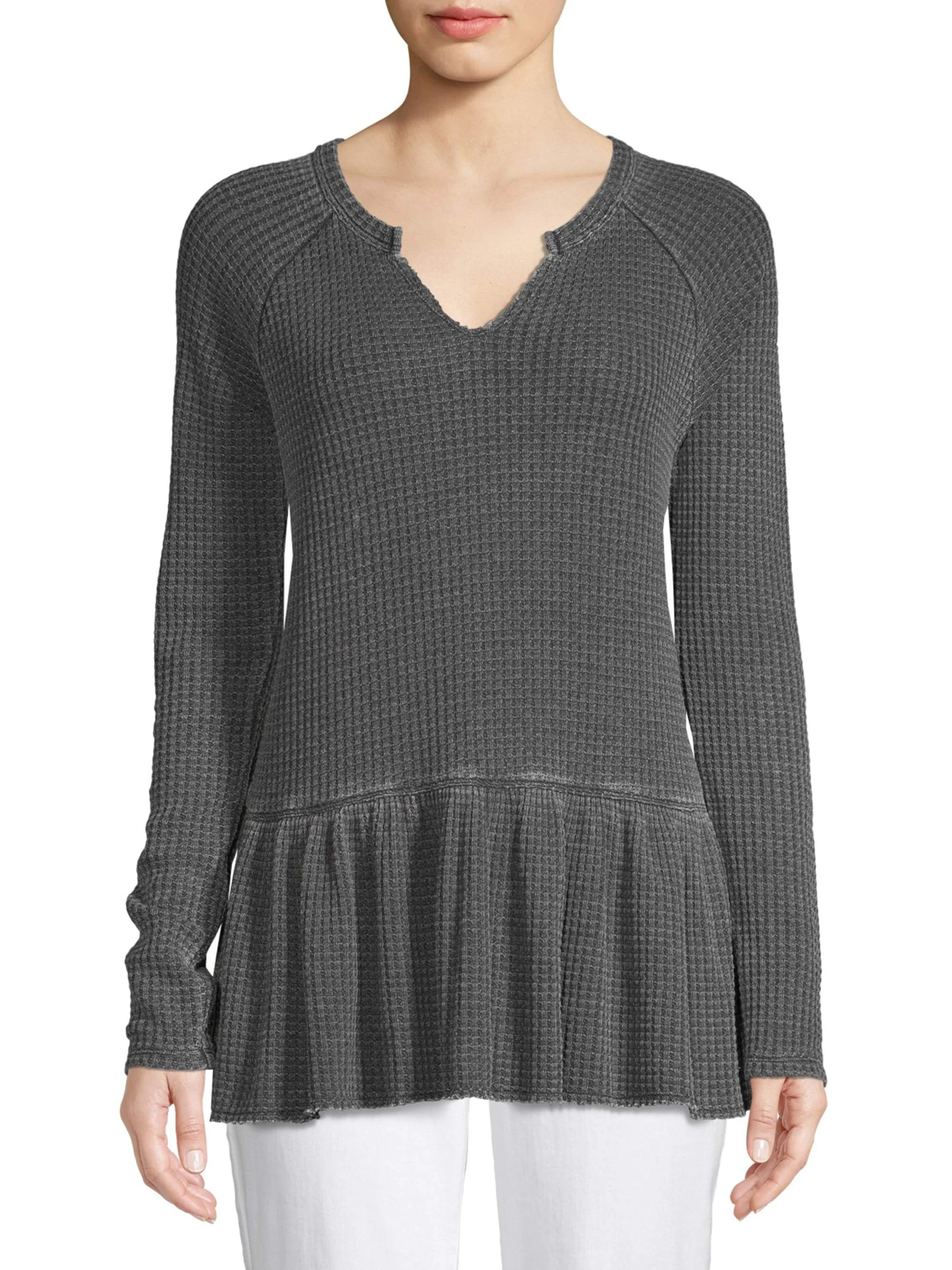 Time and Tru Women's Thermal Peplum Top | Walmart (US)