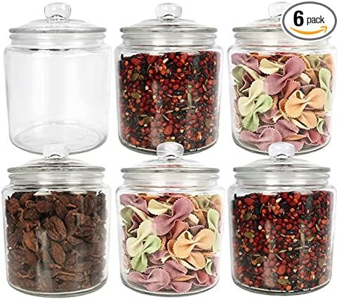 34 oz Glass Jars with Airtight Lid For Household,Set of 6 Pack,1 Liter Glass Food Jars & Organiza... | Amazon (US)