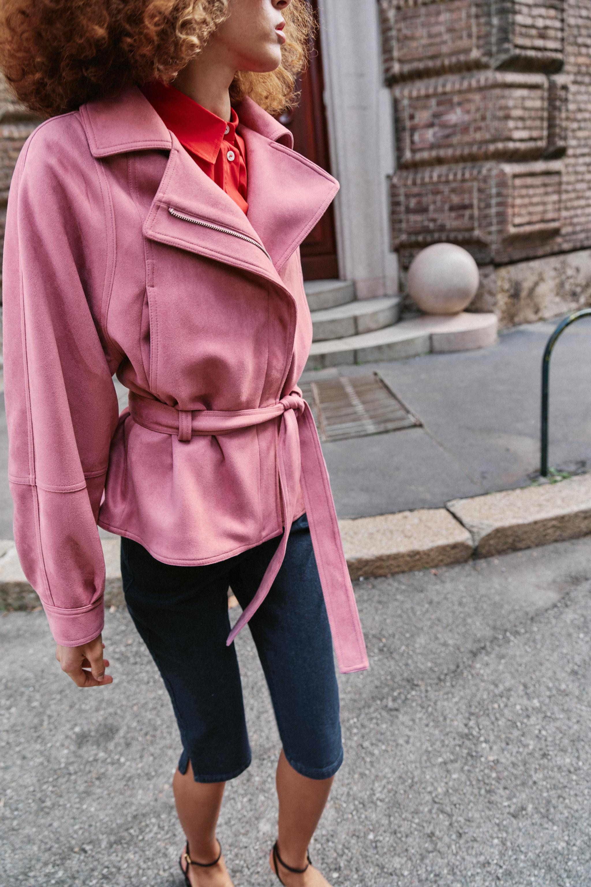 FAUX SUEDE BELTED JACKET | Zara US