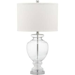 SAFAVIEH Morocco 27 in. Clear Glass Vase Table Lamp with Off-White Shade LITS4052B | The Home Depot
