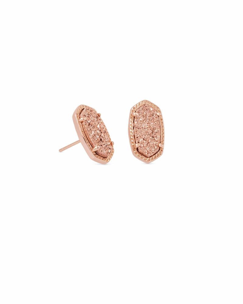 Ellie Rose Gold Stud Earrings in Rose Gold Drusy | Kendra Scott