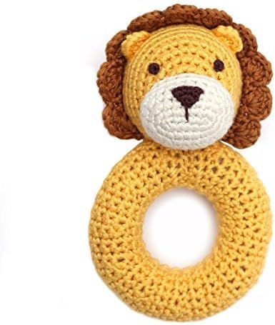 Cheengoo Organic Bamboo Crocheted Lion Ring Rattle | Amazon (US)