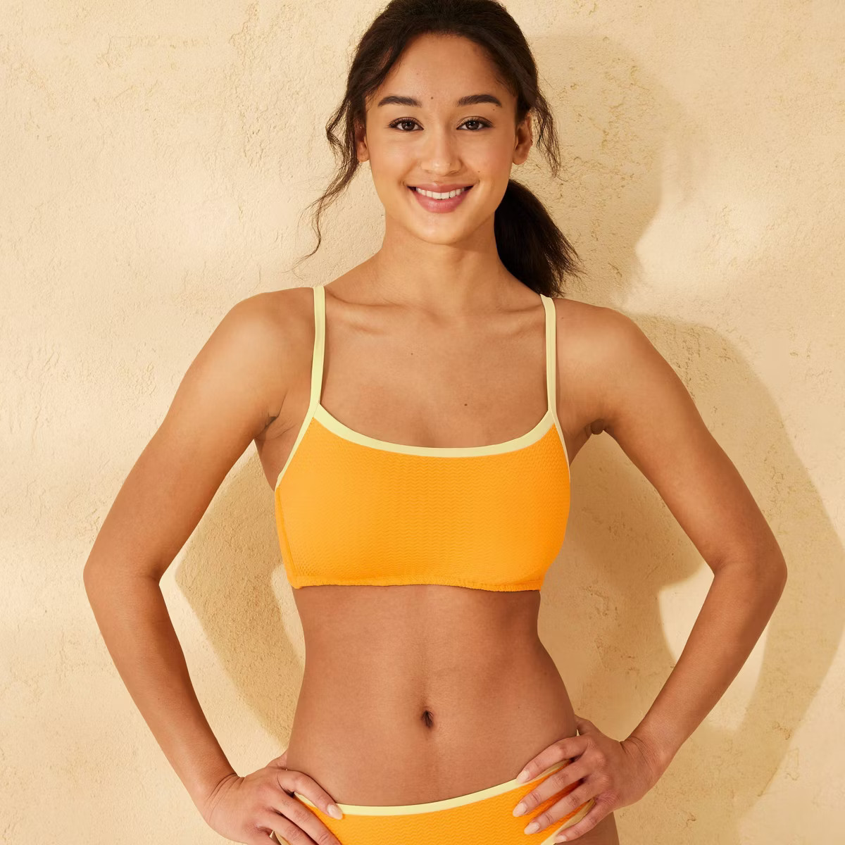 Women's Contrast Binding Bralette Bikini Top - Wild Fable™ Pink/Red D/DD Cup | Target