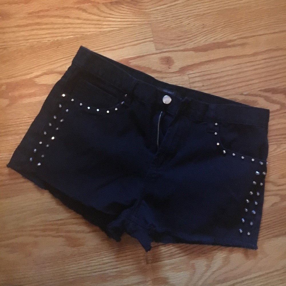 Black jean shorts with studs | Poshmark