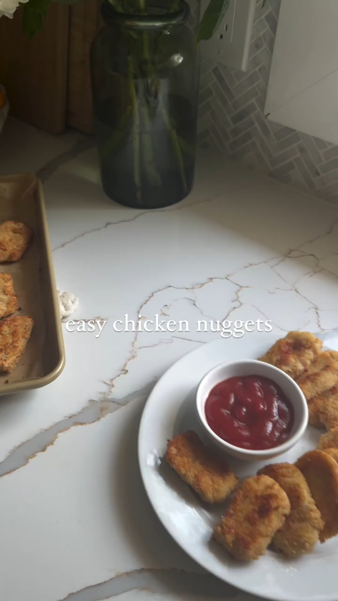 Comment “Recipe” for a link

I feel like this is a parent hack and I’m not sure why haven’t made these before. My kids could easily eat chicken nuggets everyday of the week if I let them so why not make them at home easily made with simple clean ingredients? These are so great for meal prep and SO crispy and delicious 🤤 

1 lbs ground chicken
5 tbsp milk  1/4 cup panko breadcrumbs
1 tsp garlic seasoning
1 tsp salt
1/2 tsp black pepper
Optional: 1 or 2 tbsp of honey (makes them a bit sweeter which kids loves) 🍯 
1 egg
3 Tablespoons melted butter

Breading:
1 cup panko bread crumbs
1/4 cup grated parmesan cheese

1. add milk and breadcrumbs to a bowl, let sit for a minute before adding seasoning. 

2. In a different bowl, add ground chicken and add milk mix. Mix everything using your hands. Scoop out about 1 tbsp and shape into nuggets. It helps a LOT it you wet your hands when shaping them.

3. In a bowl, whisk one egg. On a plate, mix 1 cup of breadcrumbs and cheese.

4. Brush each nugget with the whisked egg and then coat with breading mix.

5. Melt 1.5 tbsp of butter and brush each top side of nugget with the butter.

6. Bake in oven at 375F for 8 minutes. Remove from oven and brush with remaining 1.5 tbsp of butter, both sides of the nuggets.

7. Bake for another 7 minutes. Broil on high for 1 minute.