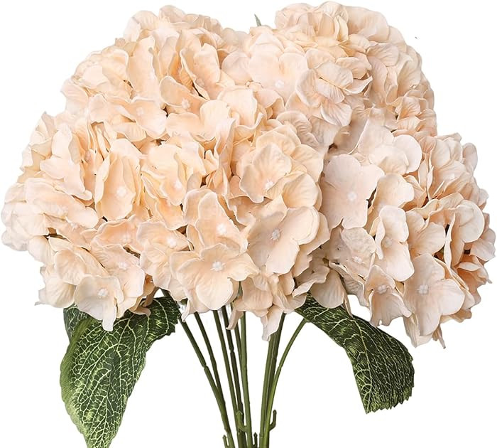 2 Bouquets Artificial Flowers Silk Hydrangea Flowers with 10 Big Heads Fake Flower Bunch Bouquet ... | Amazon (US)