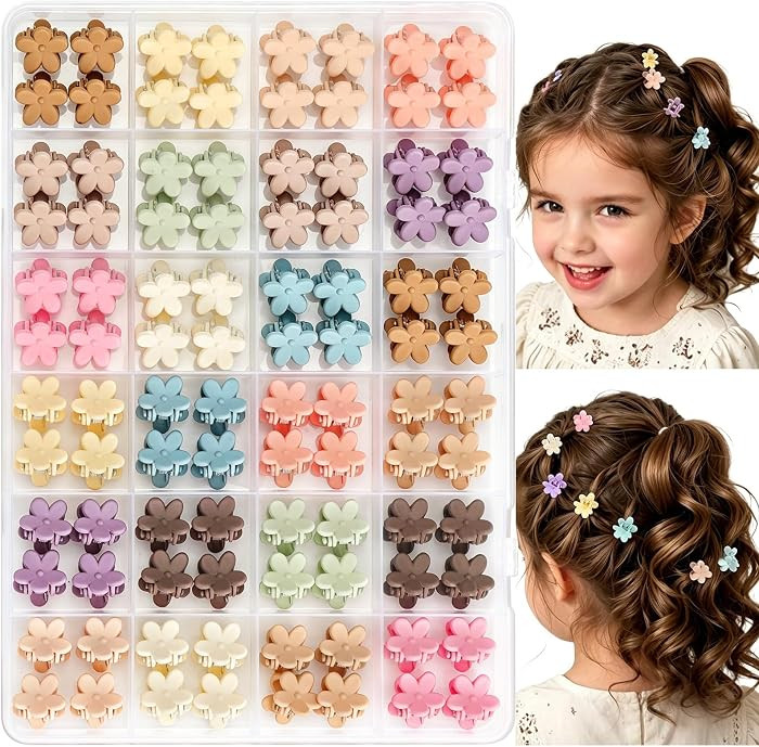 96pcs Mini Flower Hair Clips for Kids Cute Mini Claw Clips Hair Pins Colorful Small Hair Accessor... | Amazon (US)