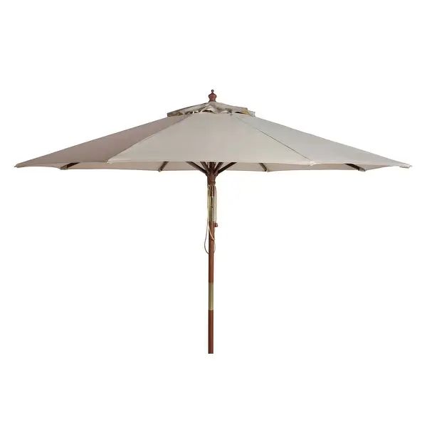 SAFAVIEH Cannes 11-foot Wooden Pulley Market Umbrella - Overstock - 36278399 | Bed Bath & Beyond