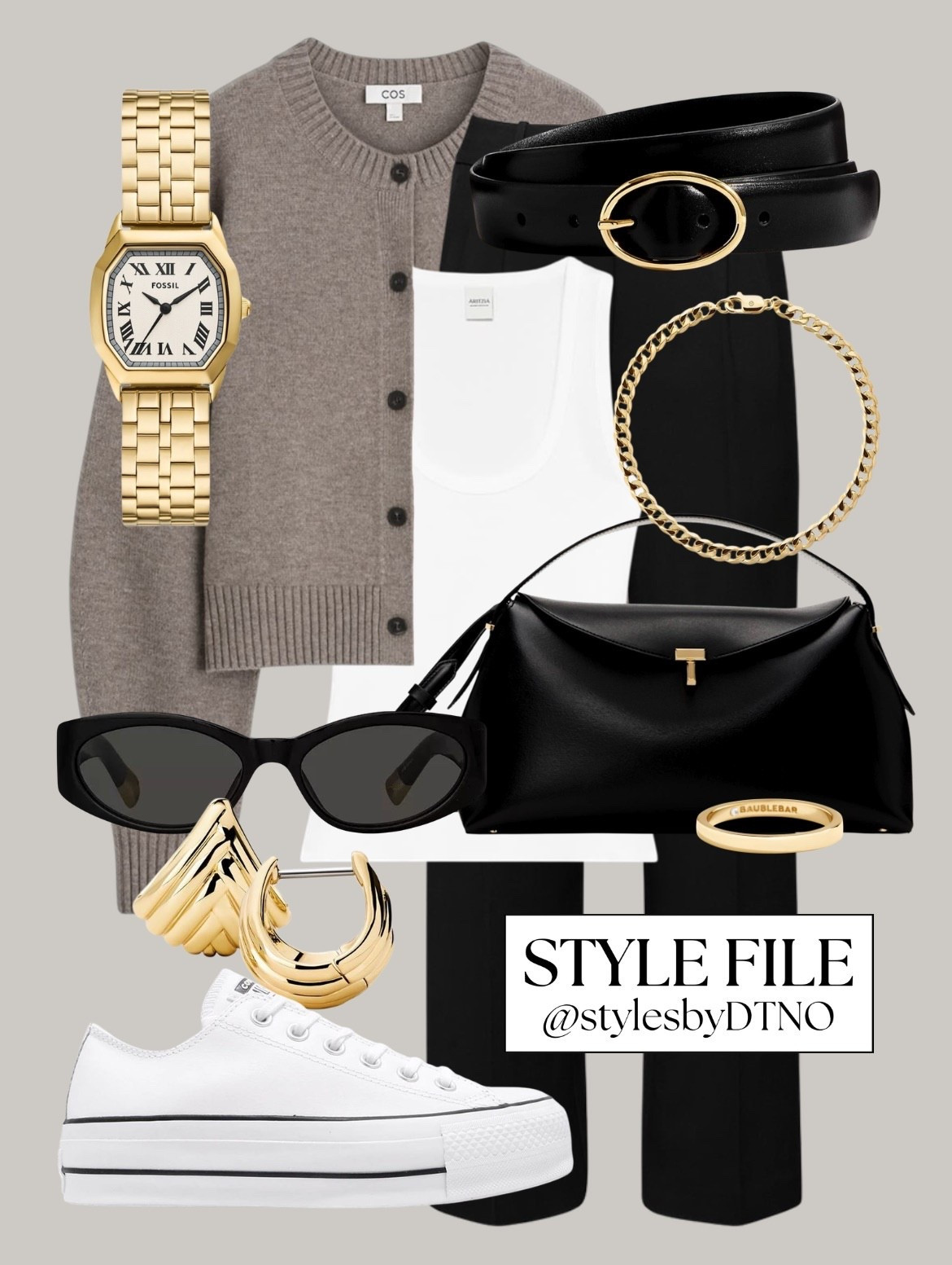 Styling a dark beige COS merino wool cardigan with a white Aritzia tank top, black wide leg tailored trousers, Converse all star platform sneakers, and a Toteme top handle clutch bag (affordable alternatives are listed below)

Tags: Spring Outfit, Minimalist Fashion, OOTD, What To Wear, Elevated Casual, Neutral Fashion, Capsule Wardrobe 2026, Look For Less, Outfit Inspo, Style Guide, Effortless Chic, High Street Fashion, Quiet Luxury Style, Everyday Outfit, 

#LTKSeasonal #LTKootd #LTKSaleAlert