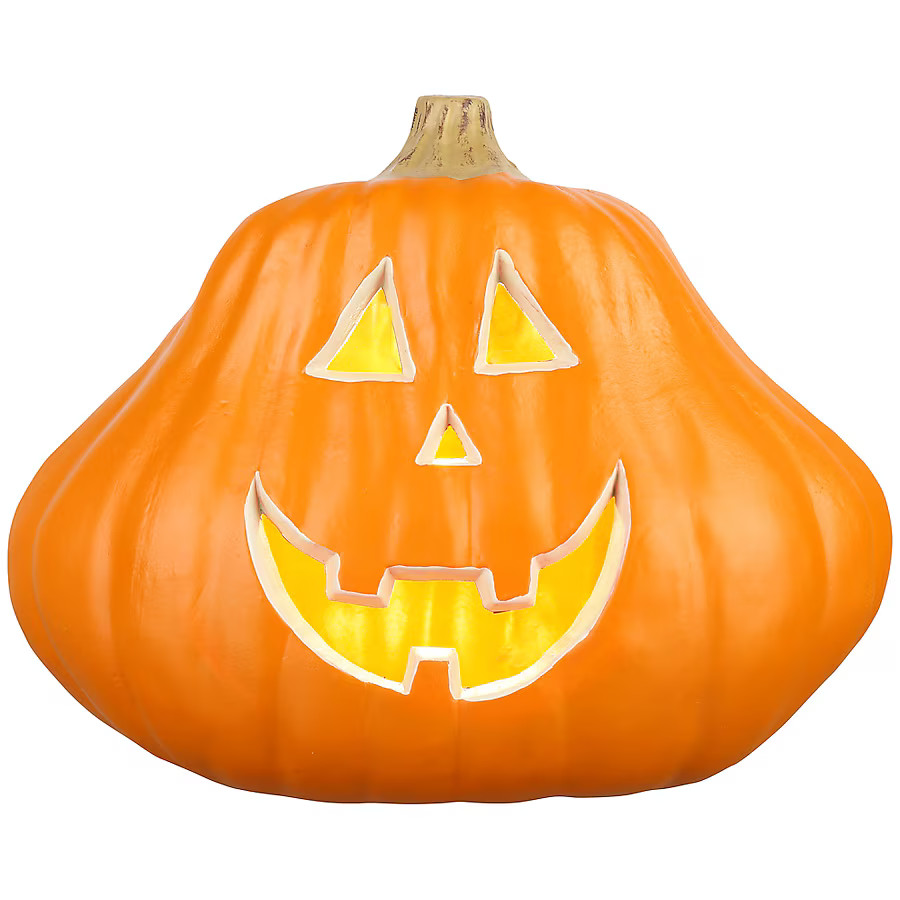 Haunted Living 14-in Lighted Orange Jack-o-Lantern Pumpkin Decoration | Lowe's