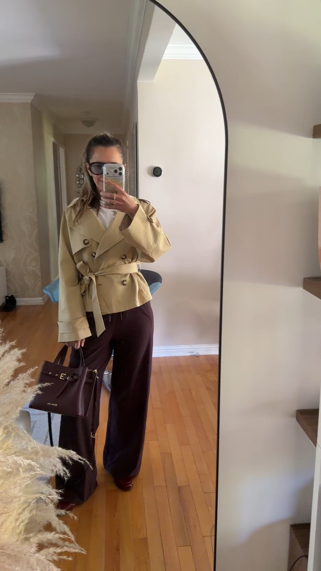 Short trench coat sz S
Oxblood heather pants sz S
Boxy cut t shirt sz S
Burgundy loafer true to size


#LTKOver40 #LTKFindsUnder50 #LTKWorkwear