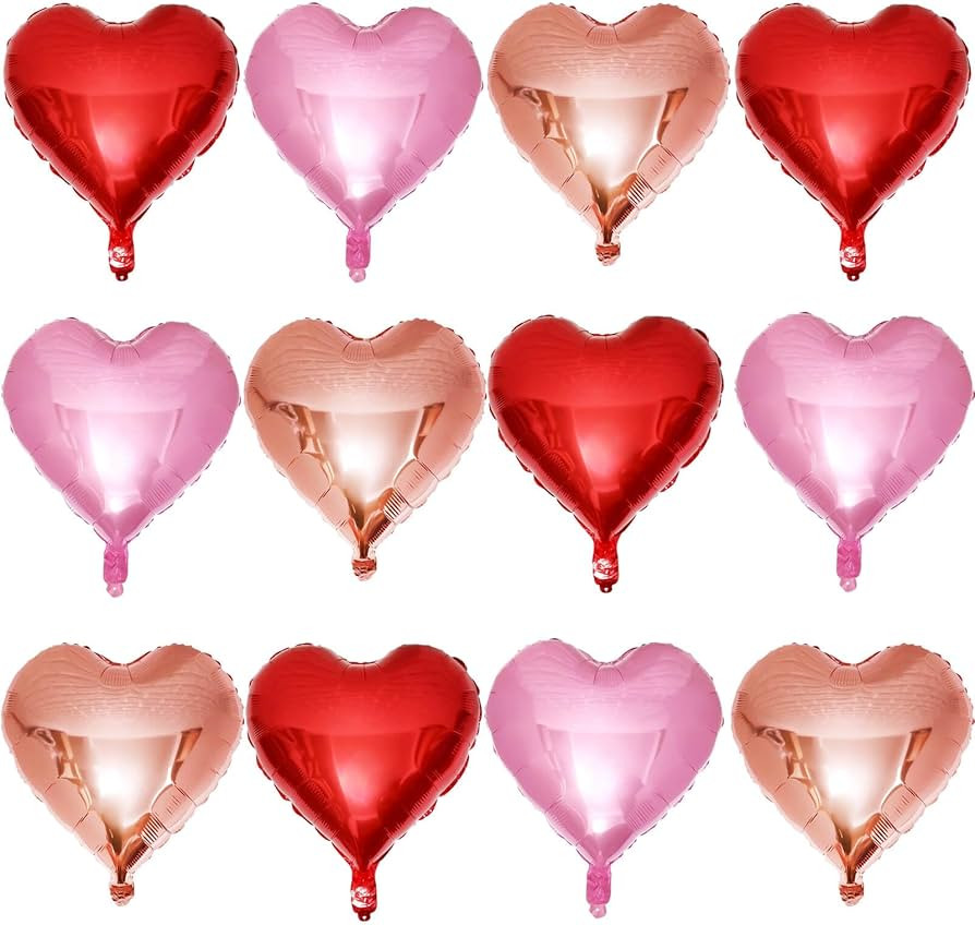 Red Heart Shaped balloons Pack of 12,18 Inch Love Valentine Balloons Heart Romantic Balloons For ... | Amazon (US)