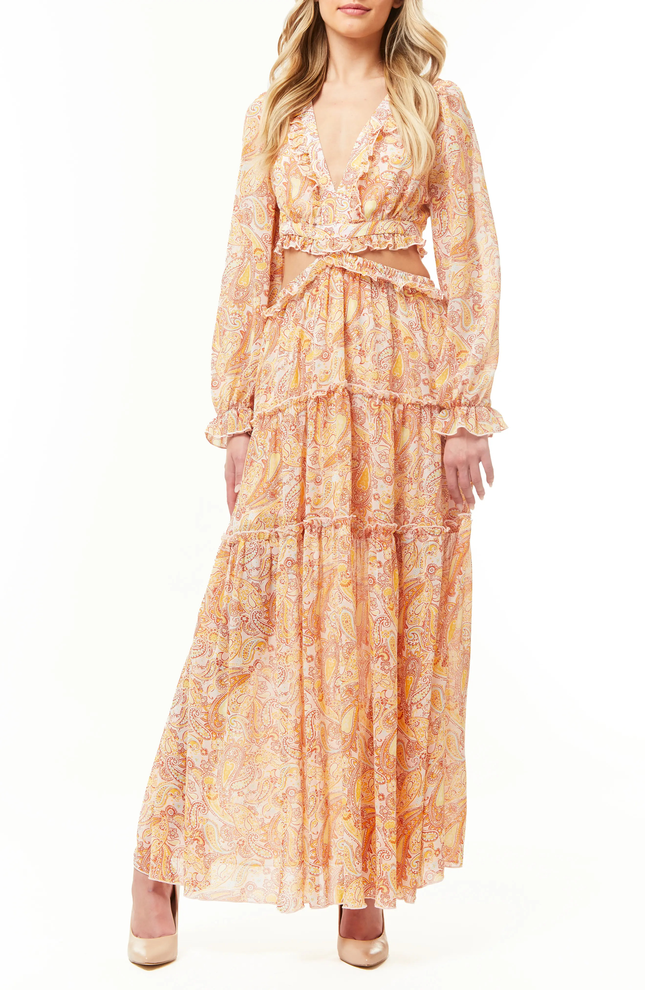 BY DESIGN France Long Sleeve Chiffon Maxi Dress (Women) | Nordstromrack | Nordstrom Rack