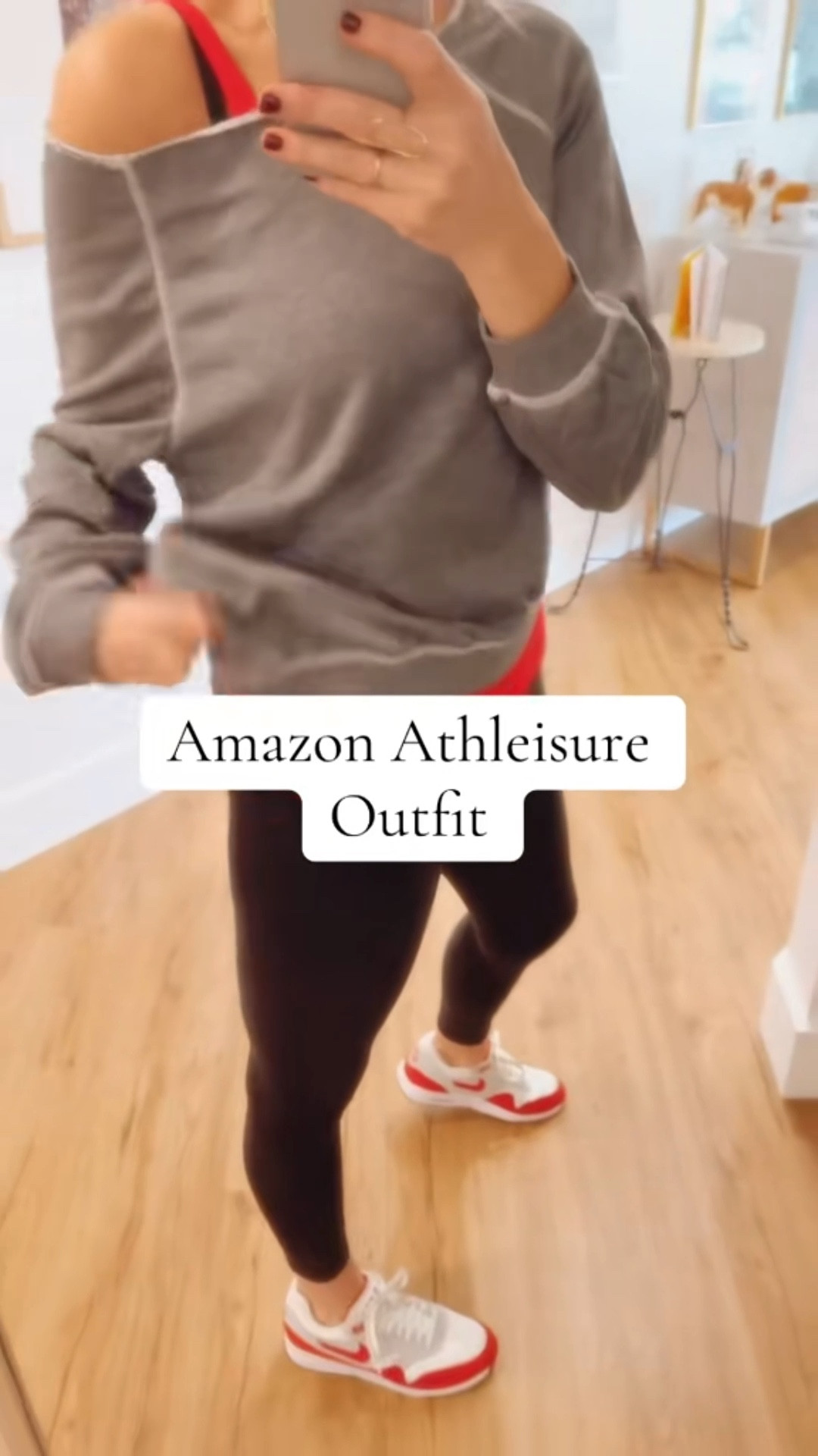 Another fave athleisure fit = under $100 (minus the kicks:) on Amazon🤍✨
Off-shoulder sweatshirt, black leggings, gold accessories, slides and bralette. #AmazonFinds #AmazonFashion #Athleisure #weekendOOTD #amazonootd 

#LTKFindsUnder100 #LTKStyleTip #LTKActive