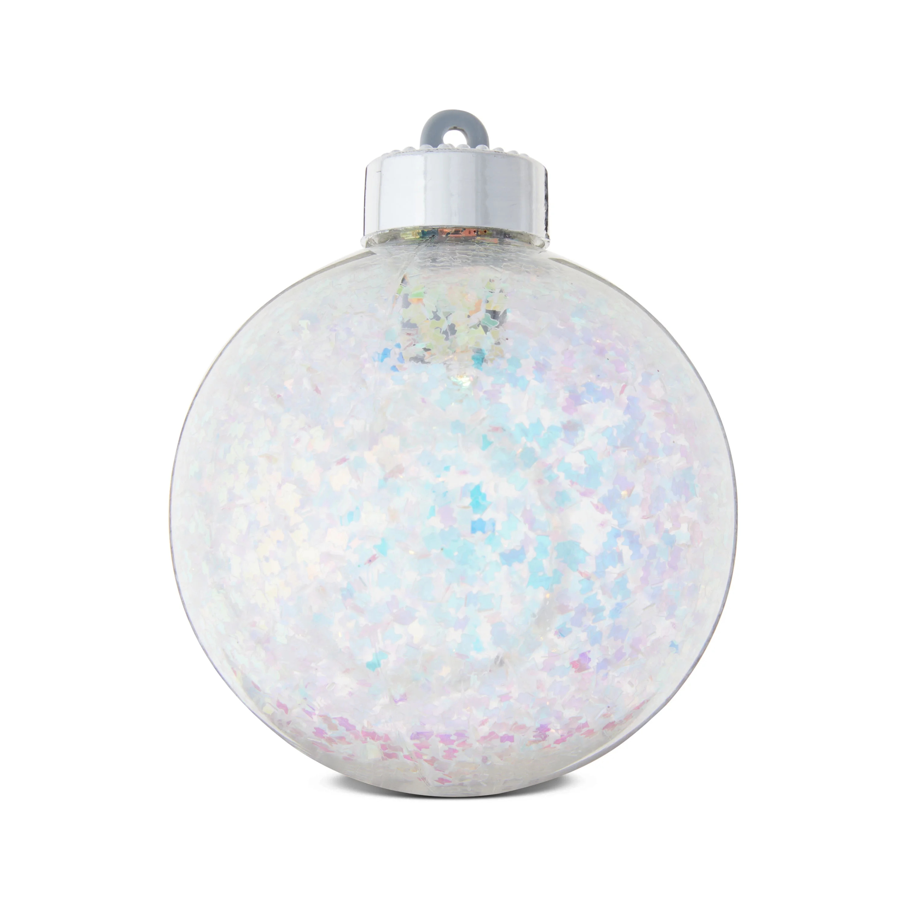 Light-Up Clear with Iridescent Flakes Plastic Christmas Ornament, 3.1", by Holiday Time | Walmart (US)