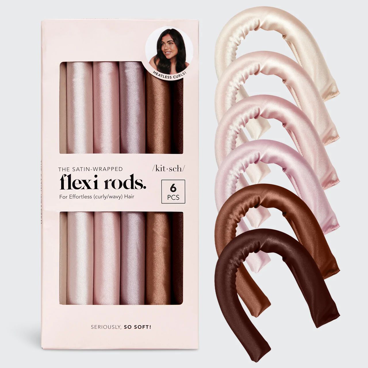 Get Effortlessly Classic Waves with Kitsch Satin Wrapped Flexi Rods - 6pc | Free Shipping over $3... | Kitsch