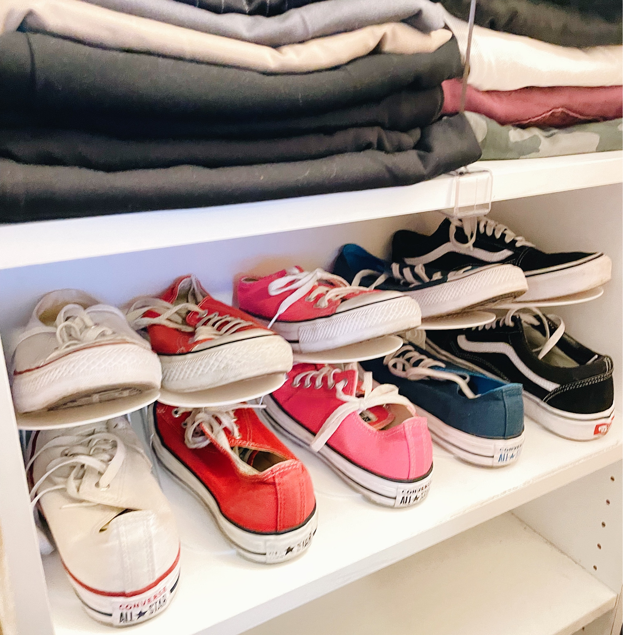 These shoe organizers are great for doubling storage in a small space! 

#LTKhome #LTKfamily #LTKfindsunder50