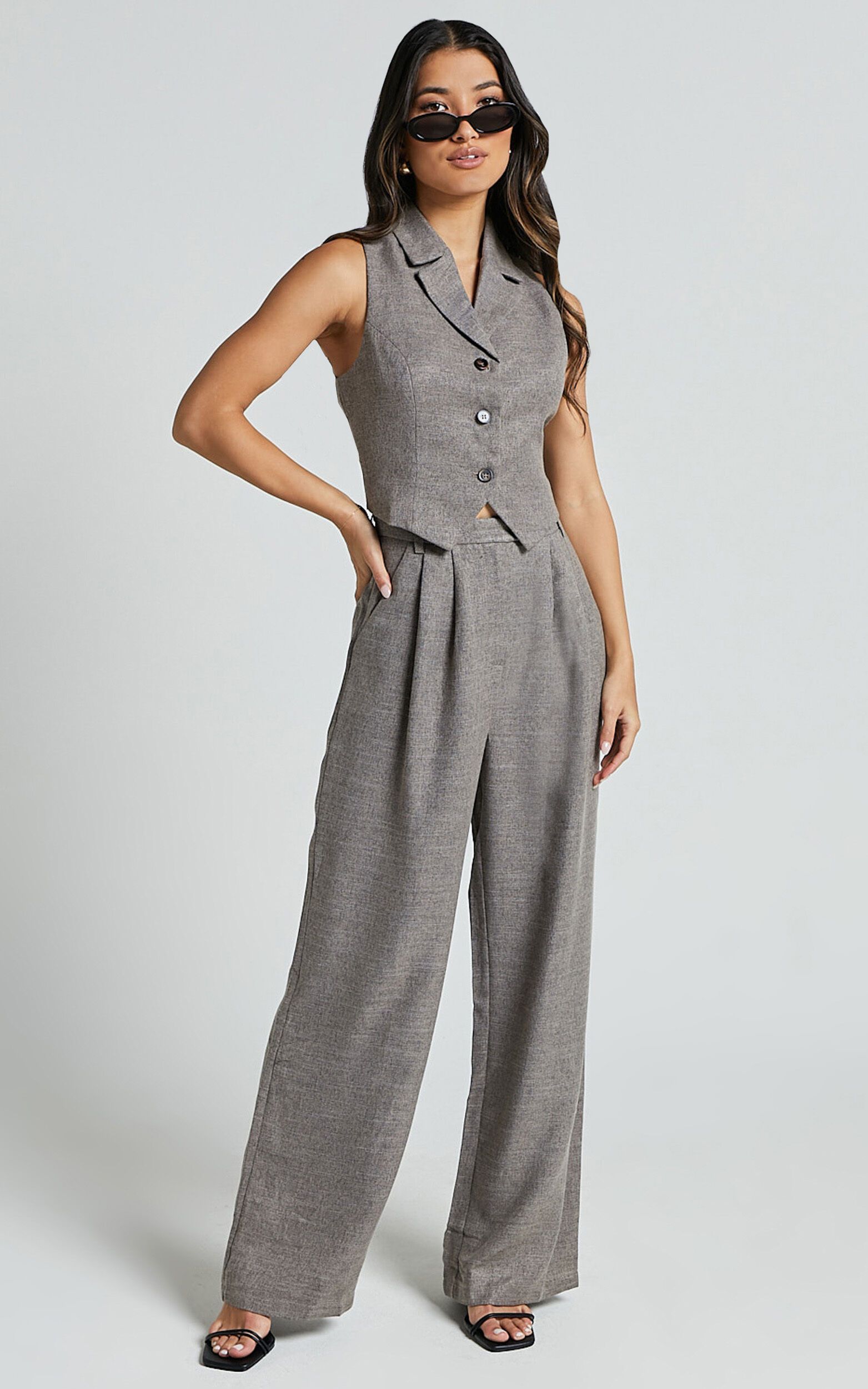 Andie Pants - High Waist Tailored Pants in Grey | Showpo (ANZ)