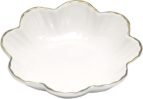 Porcelain Serving Dish,Ceramics Flower Relish Tray with Metallic Rim,Serving Bowls for Wedding,Pa... | Amazon (US)