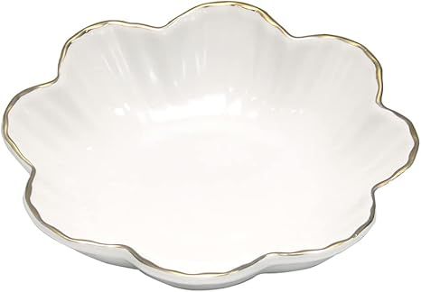 Porcelain Serving Dish,Ceramics Flower Relish Tray with Metallic Rim,Serving Bowls for Wedding,Pa... | Amazon (US)