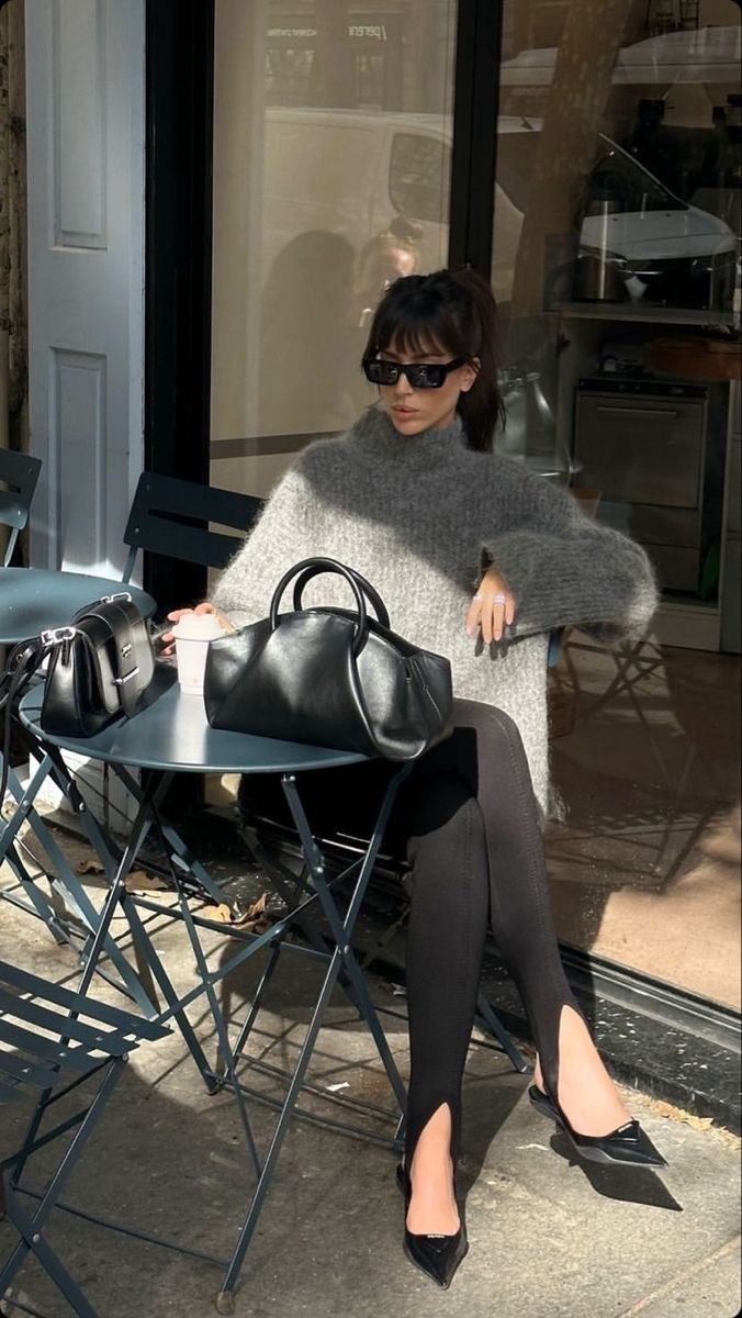 Grey sweater
Stirrup pants 

#LTKSpringSale #LTKootd #LTKFestival