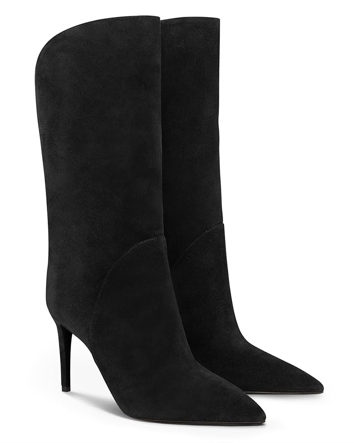 Coutgo Womens Mid Calf Boots Stiletto High Heel Pointed Toe Boots Pull On Suede Winter Dress Shoe... | Amazon (US)