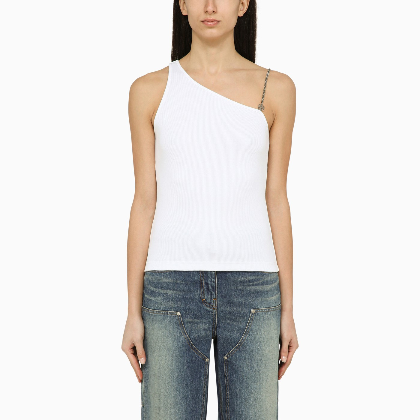 White asymmetric cotton top | The Double F