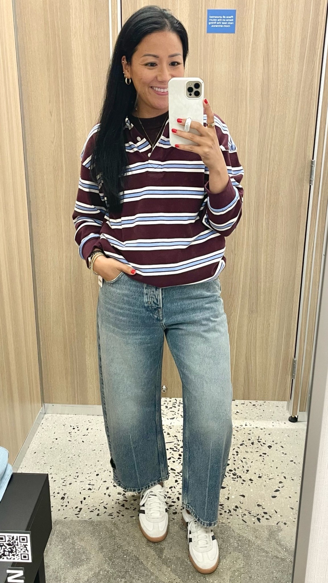 Run true to size but I tried the size up (size 28) for a looser slouchier fit 
Size down 1/2 in Spezials
Size XS rugby 
We The Free Deep Trance boyfriend jeans

#LTKSaleAlert #LTKOver40 #LTKSeasonal