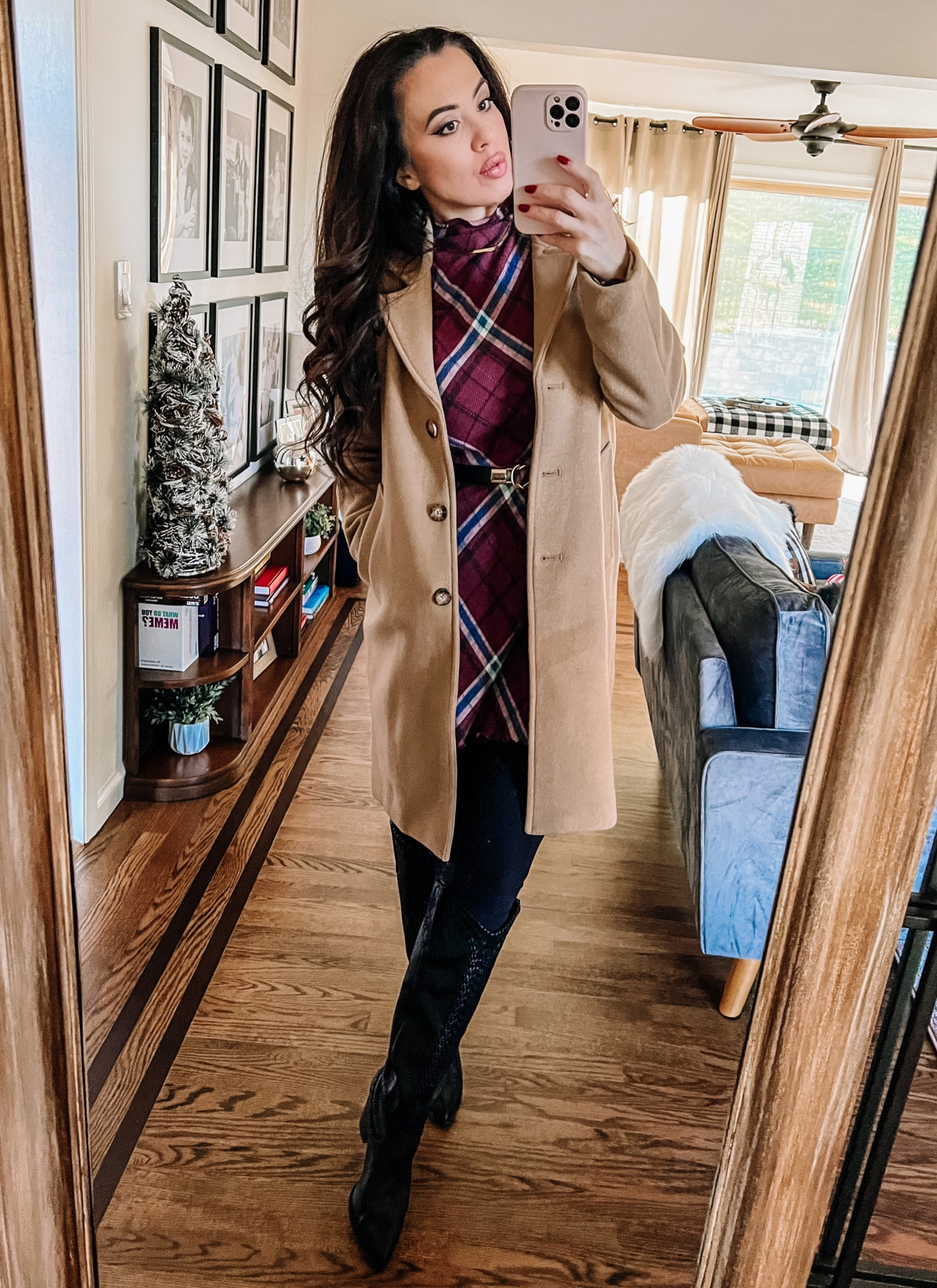 PLaid dress. Wool coat. Cowboy boots. Fall fashion  

#LTKunder50 #LTKHoliday #LTKunder100