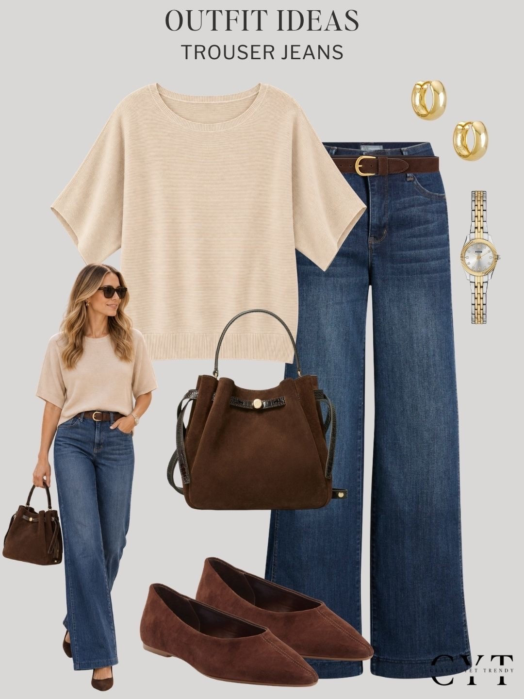 6 ways to wear trouser jeans in the Fall season 🍂

short sleeve sweater, wide leg jeans, suede, ballet flats, cardigan, lace, taupe, tote, chocolate brown, utility jacket, trench, ribbed top, belt, argyle, trainers, low profile sneakers, boots, blazer, loafers, tee
#FallOutfitIdeas #CasualChic #StreetStyle #AutumnFashion #QuietLuxury