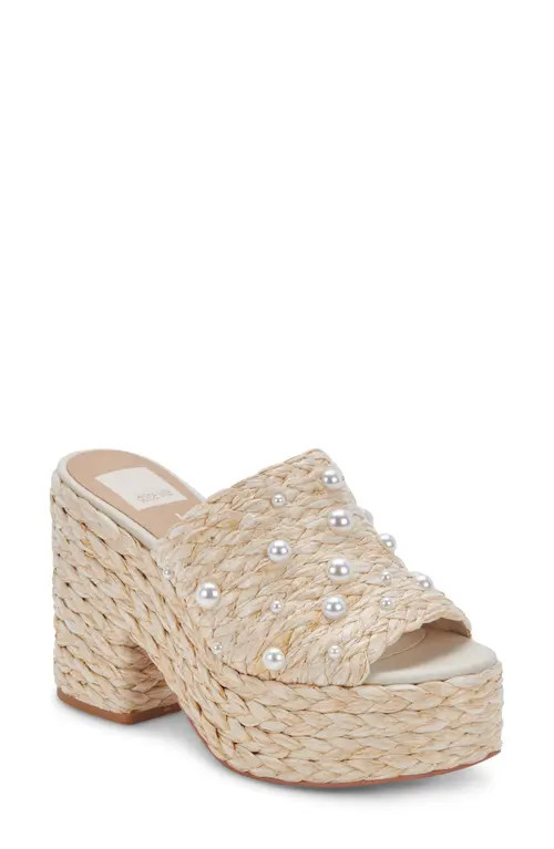 Dolce Vita Elora Platform Sandal in Light Natural Raffia at Nordstrom, Size 7 | Nordstrom