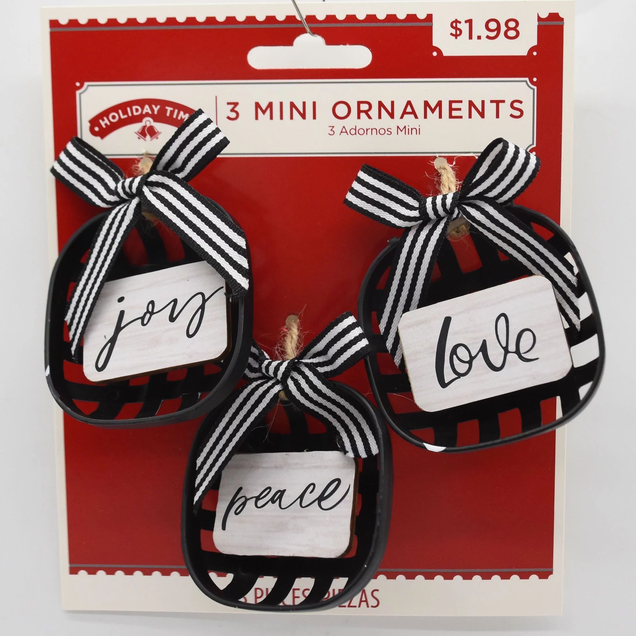 Holiday Time Black Basket Clearly Christmas Family Christmas Tree Hanging Ornament Set, 3 Count, ... | Walmart (US)