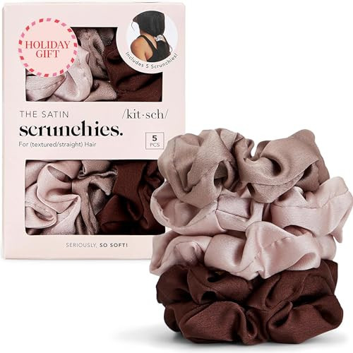 Kitsch Satin Scrunchies for Women - Softer Than Silk Scrunchies | Hair Ties No Damage for Frizz-Free Sleep | Stocking Stuffers for Teen Girls | Ideal Gifts for Women - Cameo, 5pcs | Amazon (US)
