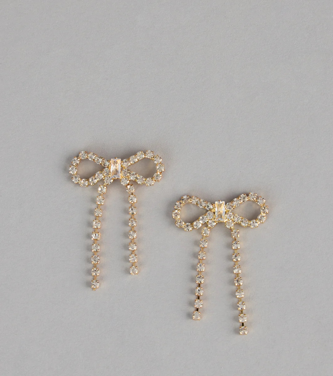 Sweet Spark Rhinestone Bow Earrings | Windsor Stores