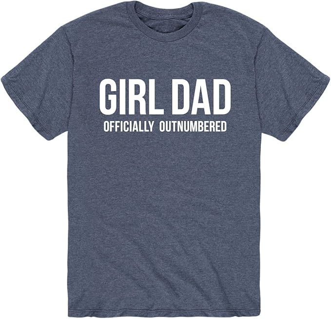 Instant Message - Girl Dad: Officially Outnumbered - Men's Short Sleeve Graphic T-Shirt | Amazon (US)