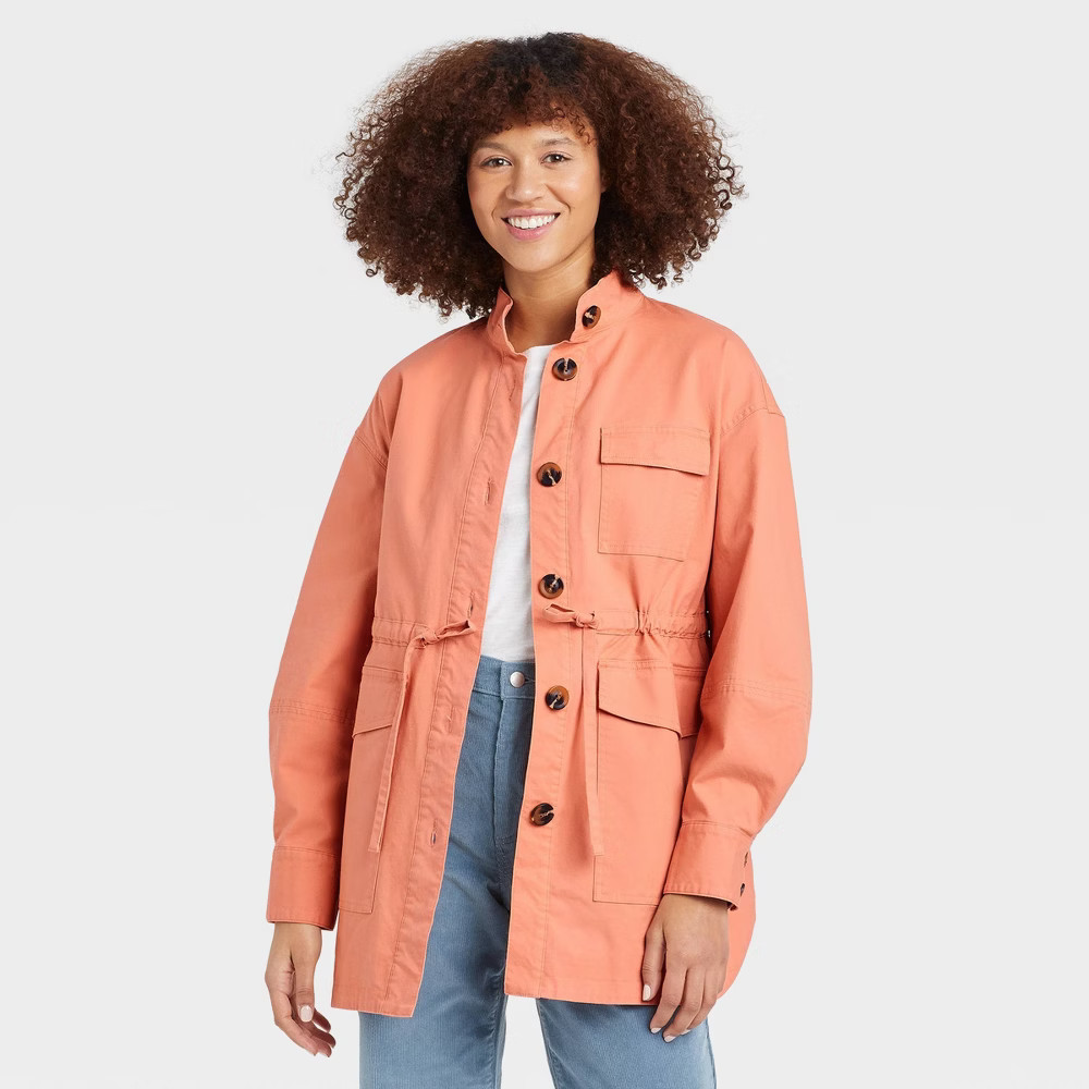 Women's Utility Jacket - Universal Thread Coral Pink L | Target