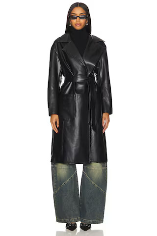 ALL THE WAYS Claire Faux Leather Trench in Black from Revolve.com | Revolve Clothing (Global)