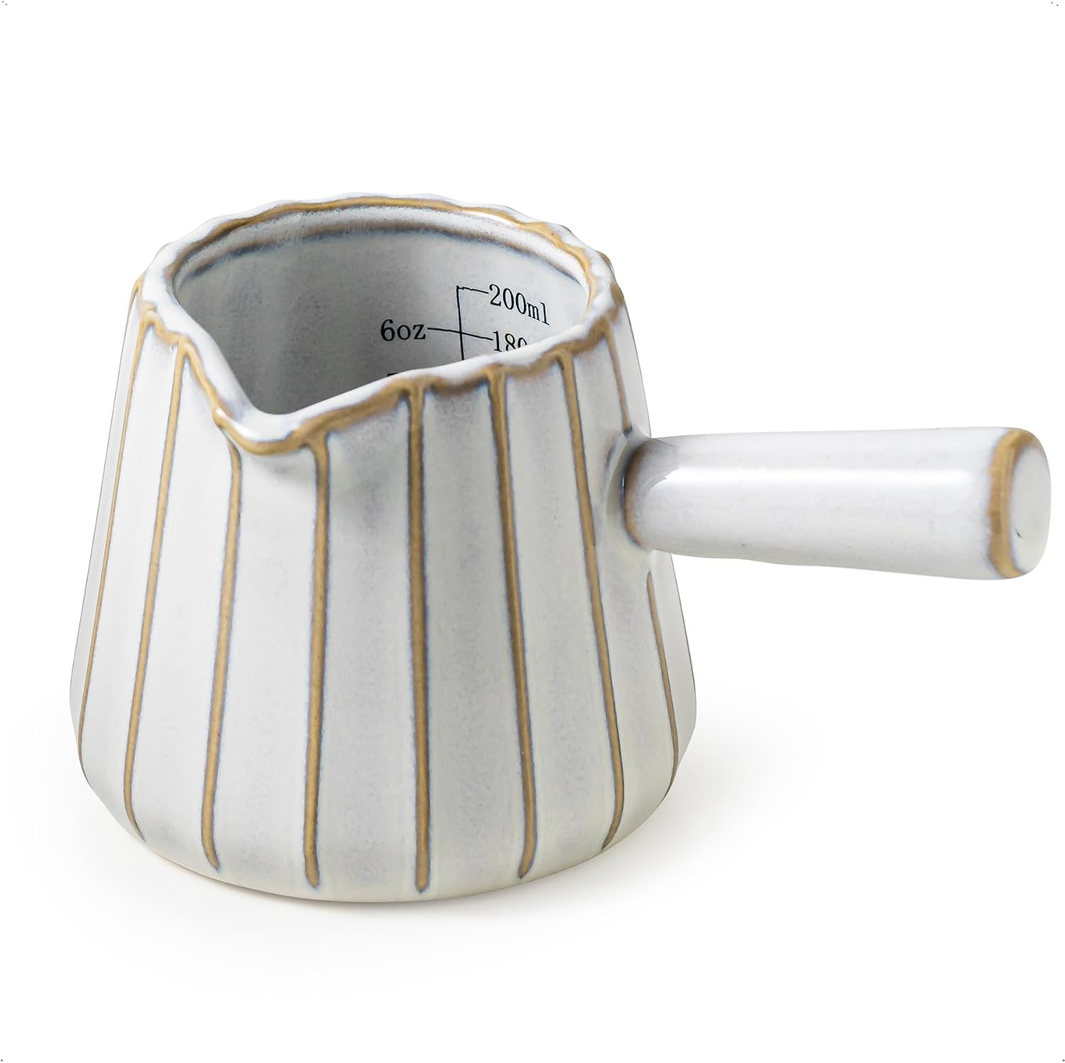Ceramic Espresso Cups, Espresso Measuring Cup with Handle, 6 OZ | Amazon (US)