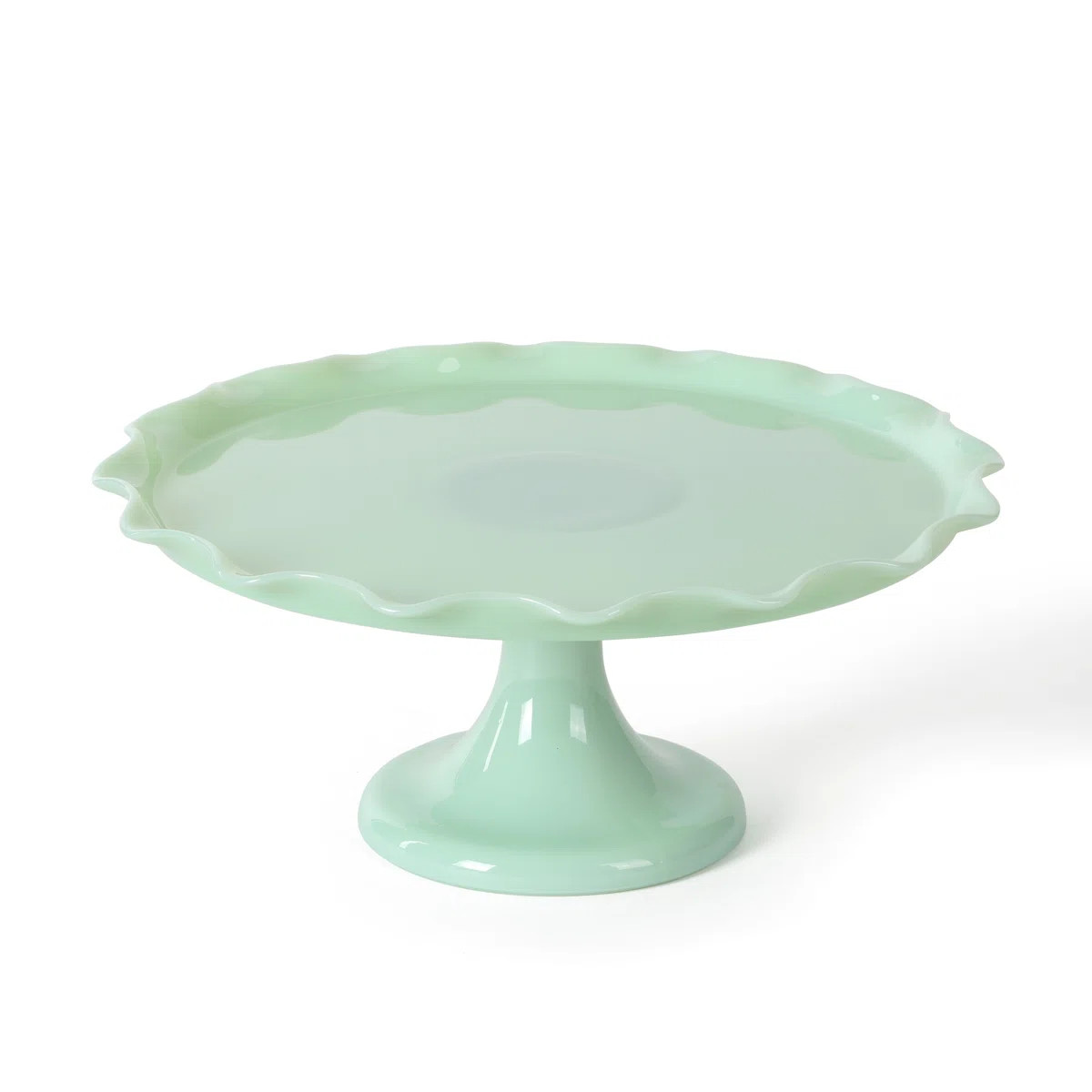 Martha Stewart Highbrook 11" Handmade Jadeite Glass Cake Stand - Ruffle Trim | Wayfair North America