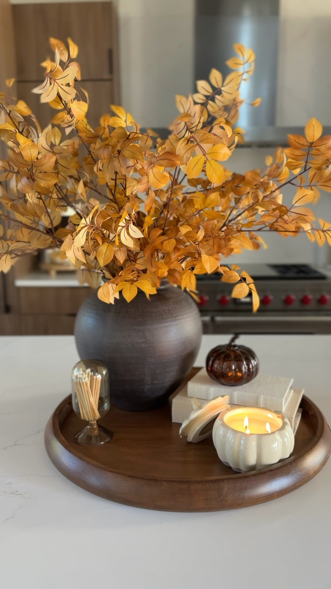 Fall kitchen decor from @Target loving these yellow aspen branches and pumpkin candle!

#LTKHome #LTKSeasonal