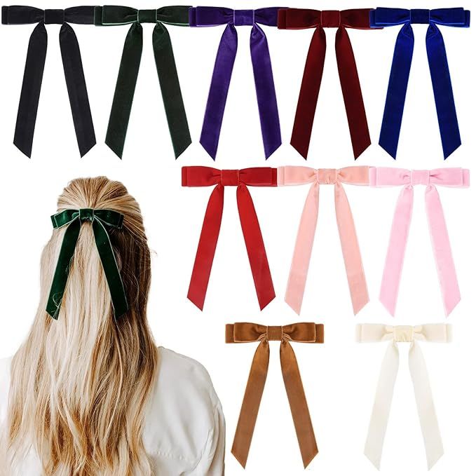 10PCS Velvet Bows Hair Clip Ribbon Accessories Ponytail Holder Hair Bow for Women Girls Toddlers ... | Amazon (US)