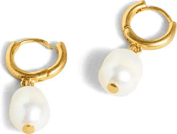 Pearl Charm Huggie Hoop Earrings | Nordstrom