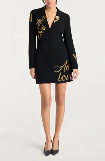 Crushed Sequin Long Sleeve Coat Dress | Nordstrom